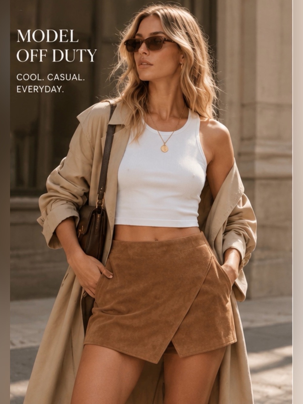 Veronica Suede Skort - Mocha